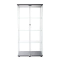164cm 4-Tier Glass Display Cabinet with 2 Doors - Black