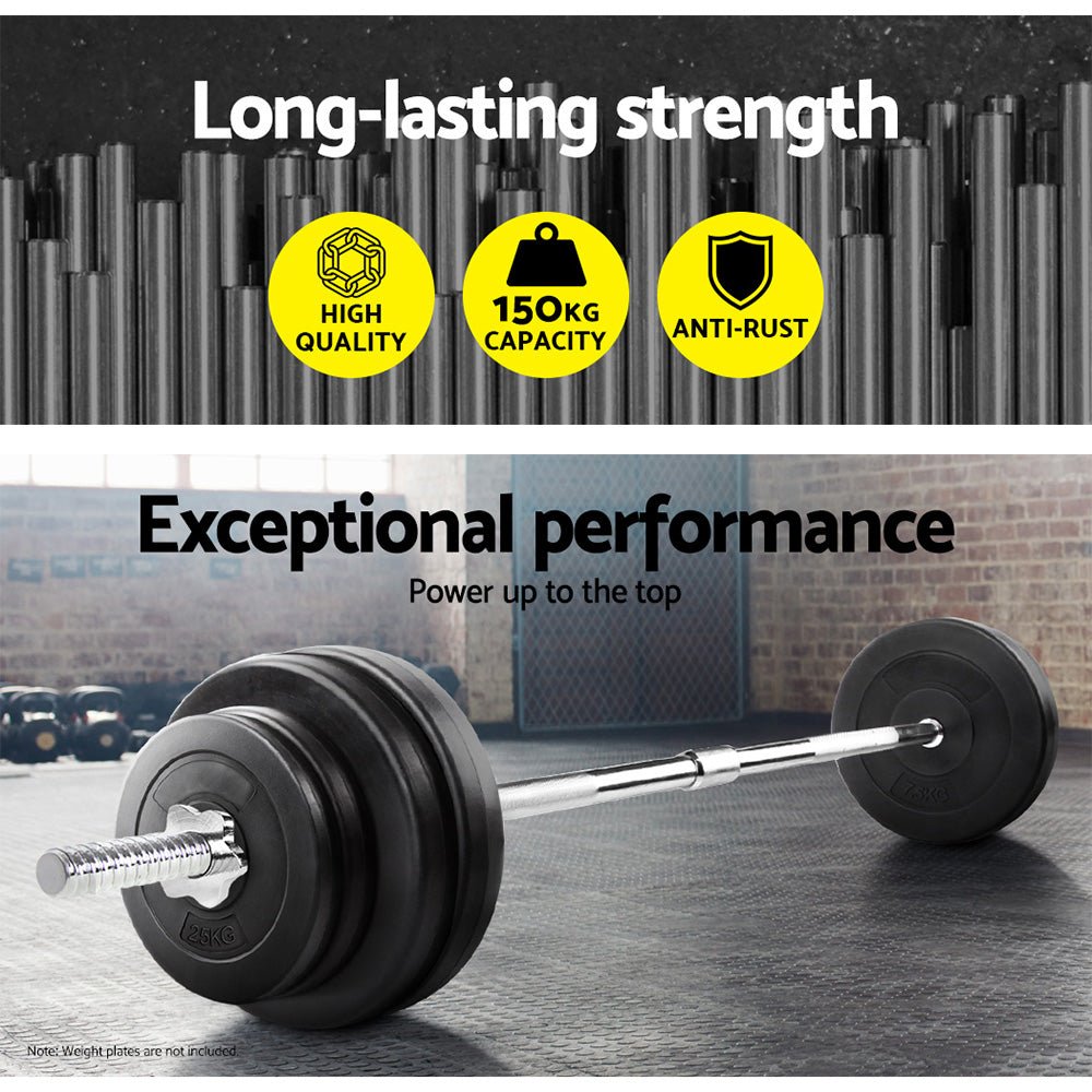 168cm Barbell Bar with Spring Collars for Weight Plates - Silver - Sports & Fitness > Exercise, Gym & Fitness > Free Weights - Rivercity House & Home Co. (ABN 18 642 972 209) - Affordable Modern Furniture Australia