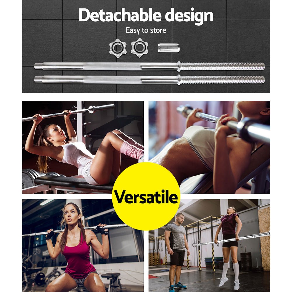 168cm Barbell Bar with Spring Collars for Weight Plates - Silver - Sports & Fitness > Exercise, Gym & Fitness > Free Weights - Rivercity House & Home Co. (ABN 18 642 972 209) - Affordable Modern Furniture Australia