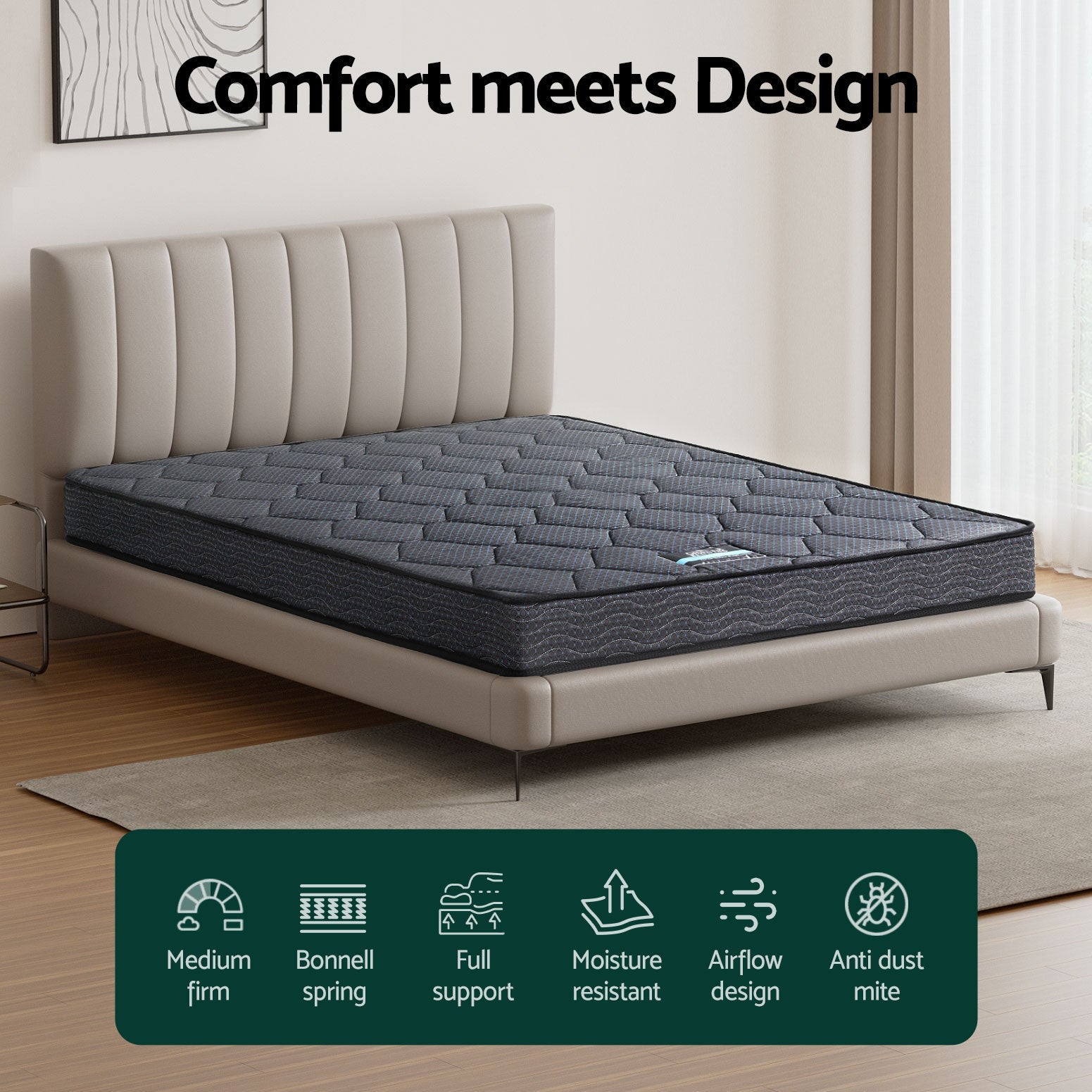 16cm Mattress Bonnell Spring Queen - Furniture > Mattresses > Queen Mattress - Rivercity House & Home Co. (ABN 18 642 972 209) - Affordable Modern Furniture Australia