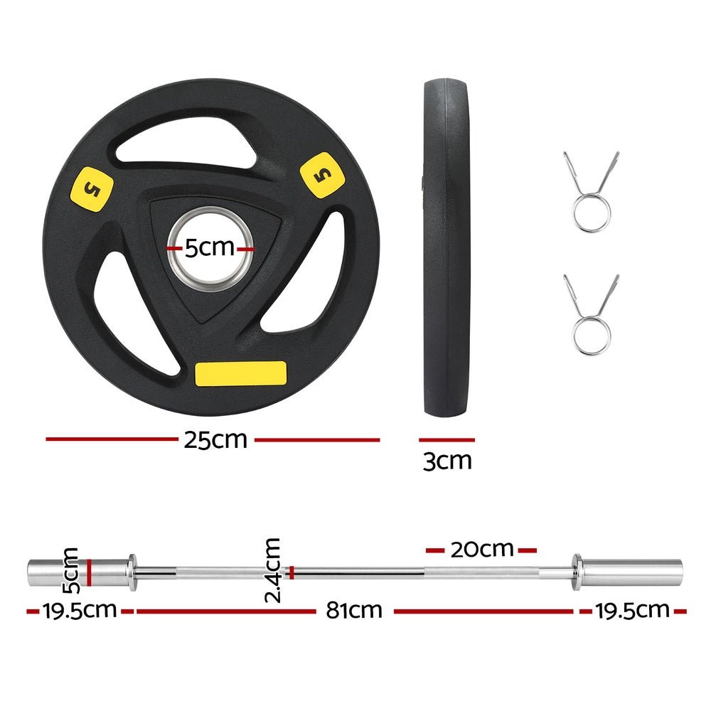 16kg Barbell and Dumbbell Set with Plate Weight for Home Gym - Black - Sports & Fitness > Exercise, Gym & Fitness > Free Weights - Rivercity House & Home Co. (ABN 18 642 972 209) - Affordable Modern Furniture Australia