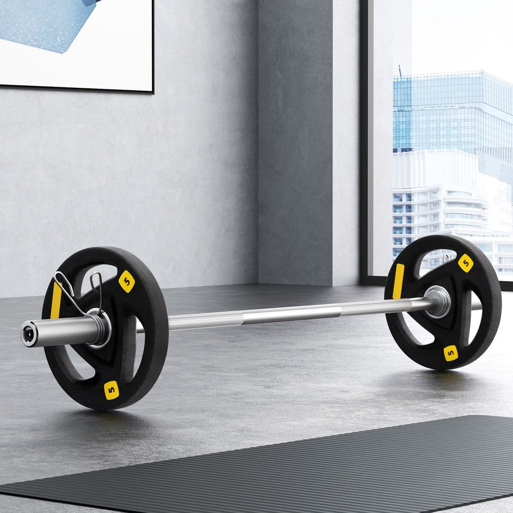 16kg Barbell and Dumbbell Set with Plate Weight for Home Gym - Black - Sports & Fitness > Exercise, Gym & Fitness > Free Weights - Rivercity House & Home Co. (ABN 18 642 972 209) - Affordable Modern Furniture Australia