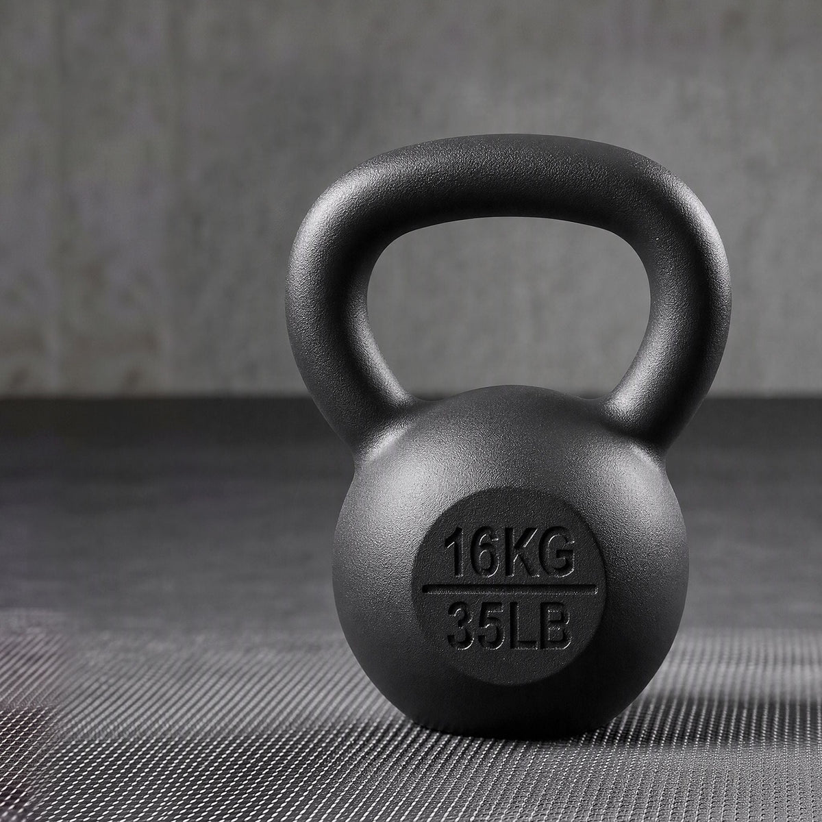 16kg Cast Iron Kettlebell with Powder Coating and Flat Bottom - Sports & Fitness > Exercise, Gym & Fitness > Free Weights - Rivercity House & Home Co. (ABN 18 642 972 209) - Affordable Modern Furniture Australia