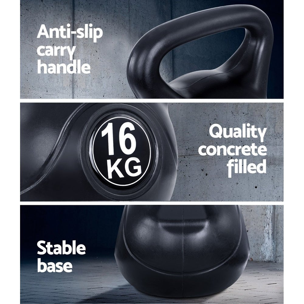 16kg Kettlebell for Weight Lifting and Gym Home Use - Black - Sports & Fitness > Exercise, Gym & Fitness > Free Weights - Rivercity House & Home Co. (ABN 18 642 972 209) - Affordable Modern Furniture Australia