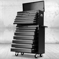 17 Drawer Tool Chest and Trolley Cabinet with Lockable Wheels - Black