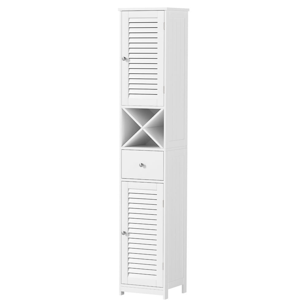 170cm Tall Slim Bathroom Storage Cabinet with Adjustable X - Shape Shelves and Louver Door - White - Furniture > Bathroom > Bathroom Cabinets, Cupboards & Storage - Rivercity House & Home Co. (ABN 18 642 972 209) - Affordable Modern Furniture Australia