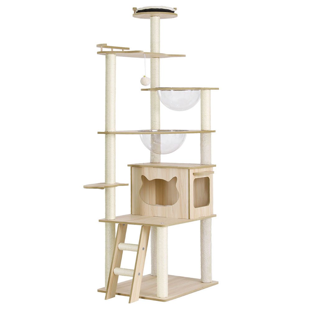 174cm Cat Tree Tower with Scratching Post, Ladder, Bed & Condo - Beige - Pet Care > Cat Supplies > Cat Scratching Posts - Rivercity House & Home Co. (ABN 18 642 972 209) - Affordable Modern Furniture Australia