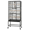 176cm 3-Tier Large Bird Cage Aviary with Ladder Parrot Budgie Wheels Black