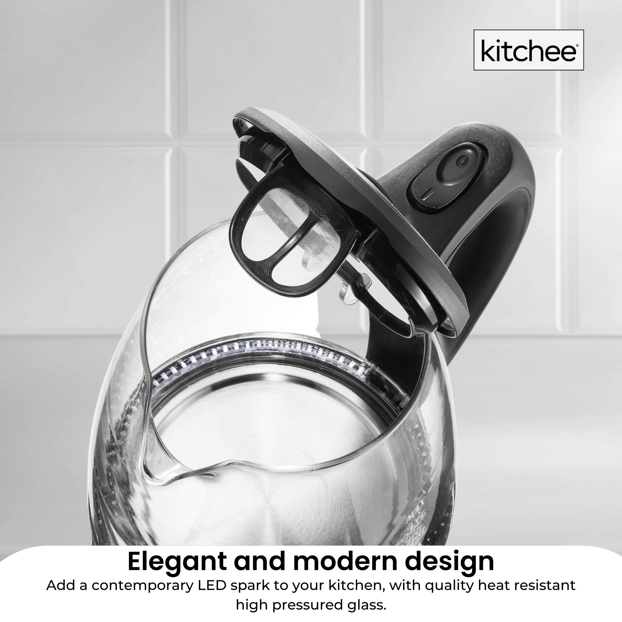 1.7L Electric Glass Kettle LED Blue Light 360 Automatic Cordless Water Boiling Jug - Appliances > Kitchen Appliances > Kettles - Rivercity House & Home Co. (ABN 18 642 972 209) - Affordable Modern Furniture Australia