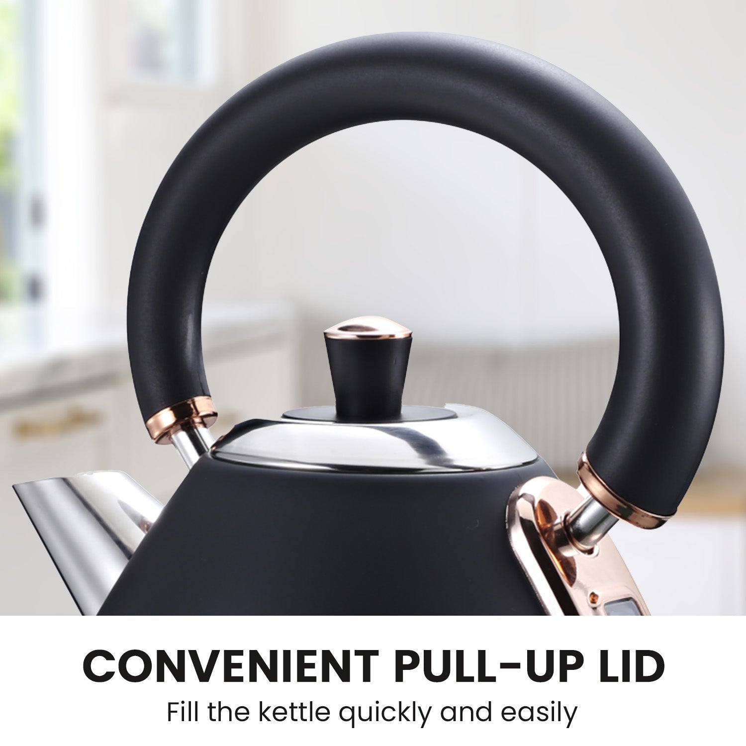 1.7L Rose Trim Collection Kettle - Black - Commercial > Commercial Others > Distilling & Brewing - Rivercity House & Home Co. (ABN 18 642 972 209) - Affordable Modern Furniture Australia