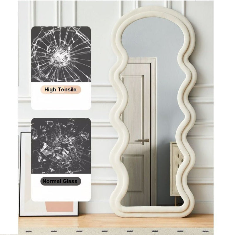 1.7m Elegance Curvy Floor Mirror Wavy Full Lenght Curvy Squiggle Full Body Irregular Asymmetrical Floor Home Decor Birch White - Health & Beauty > Makeup Mirrors - Rivercity House & Home Co. (ABN 18 642 972 209) - Affordable Modern Furniture Australia