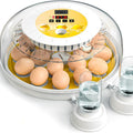18 Egg Incubator with Automatic Turning, LED Display, Humidity & Temperature Control, Auto Water System, Built-in Egg Candler - Black
