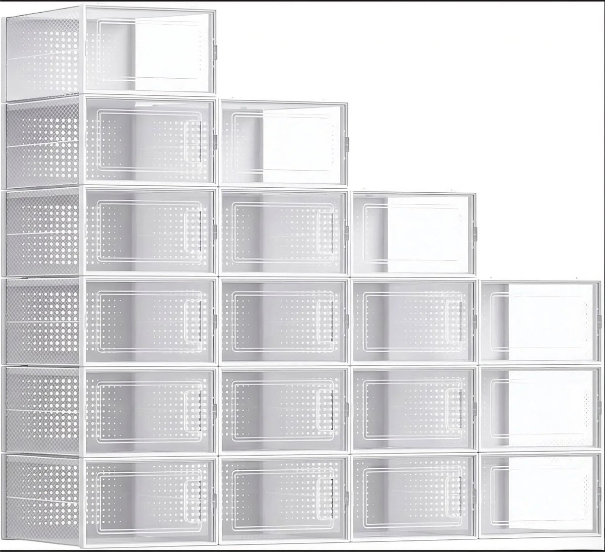 18-Pack Clear Stackable Shoe Storage Boxes with Drop-Front Door - White - Furniture > Living Room > Shoe Storage - Rivercity House & Home Co. (ABN 18 642 972 209) - Affordable Modern Furniture Australia