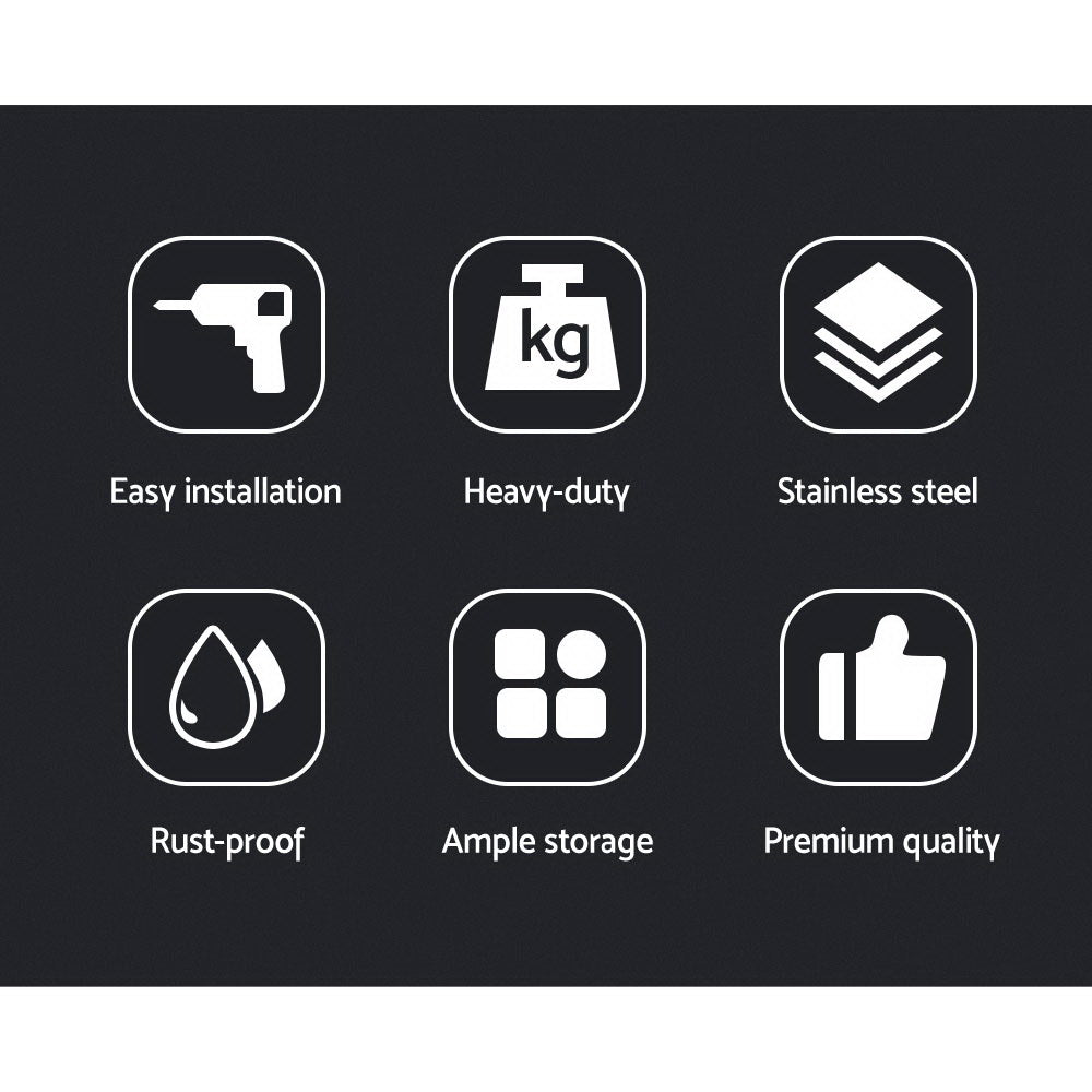 1800mm Stainless Steel Kitchen Wall Shelf Mounted Rack - Home & Garden > DIY > Kitchen & Bathroom DIY - Rivercity House & Home Co. (ABN 18 642 972 209) - Affordable Modern Furniture Australia