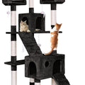180cm Indoor Cat Tree Tower with Dual Condos, Sisal Scratching Posts & Plush Perches for Kittens & Adult Cats - Black