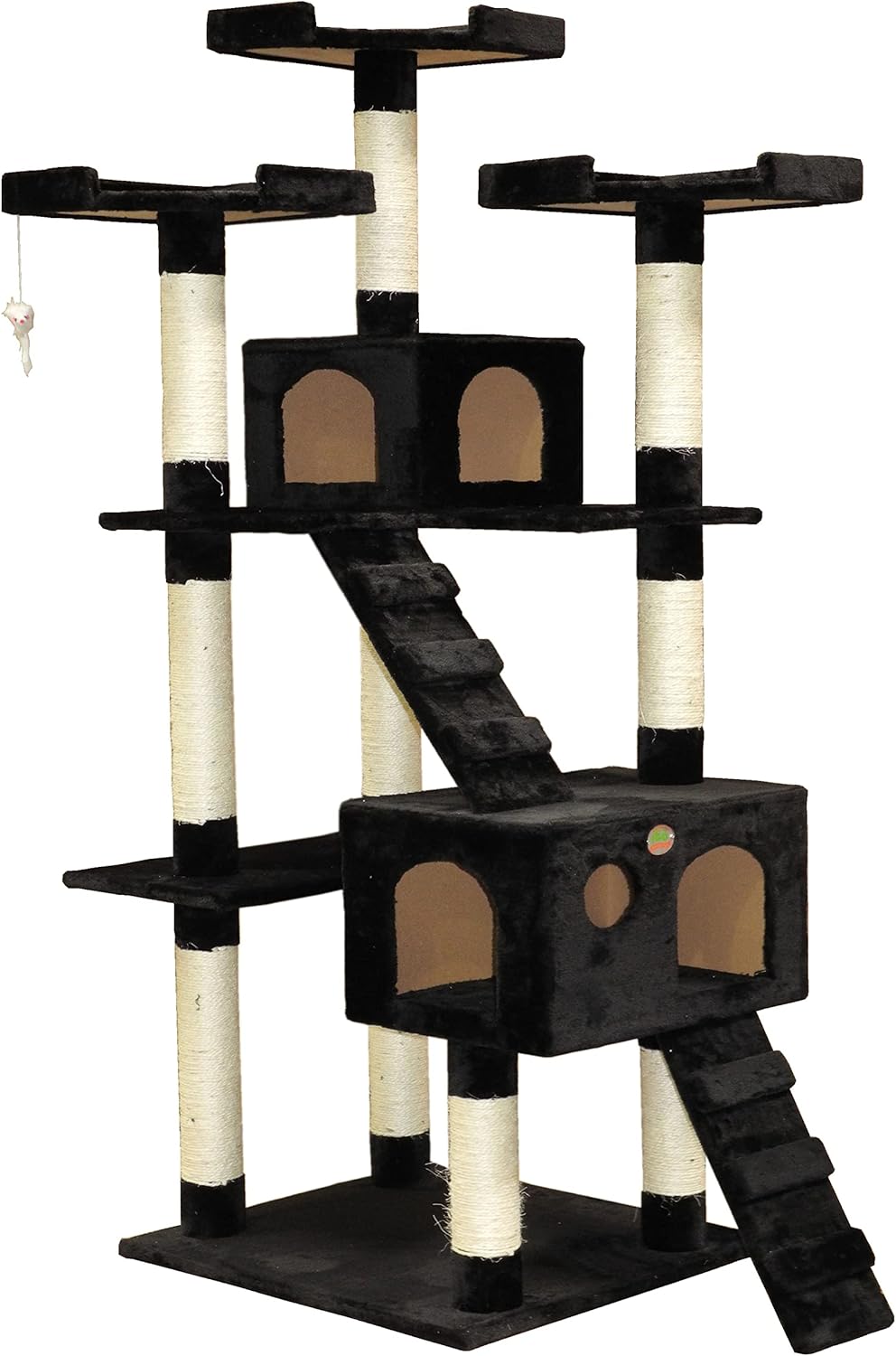 180cm Indoor Cat Tree Tower with Dual Condos, Sisal Scratching Posts & Plush Perches for Kittens & Adult Cats - Black - Home & Garden > Artificial Plants > Artificial Trees - Rivercity House & Home Co. (ABN 18 642 972 209) - Affordable Modern Furniture Australia