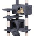 180cm Indoor Cat Tree Tower with Plush Perches, Dual Condos, Sisal Scratching Posts & Ramp for Kittens & Adult Cats - Dark Grey