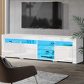 180CM LED Entertainment Unit in Glossy White Finish With 3 x Cupboards