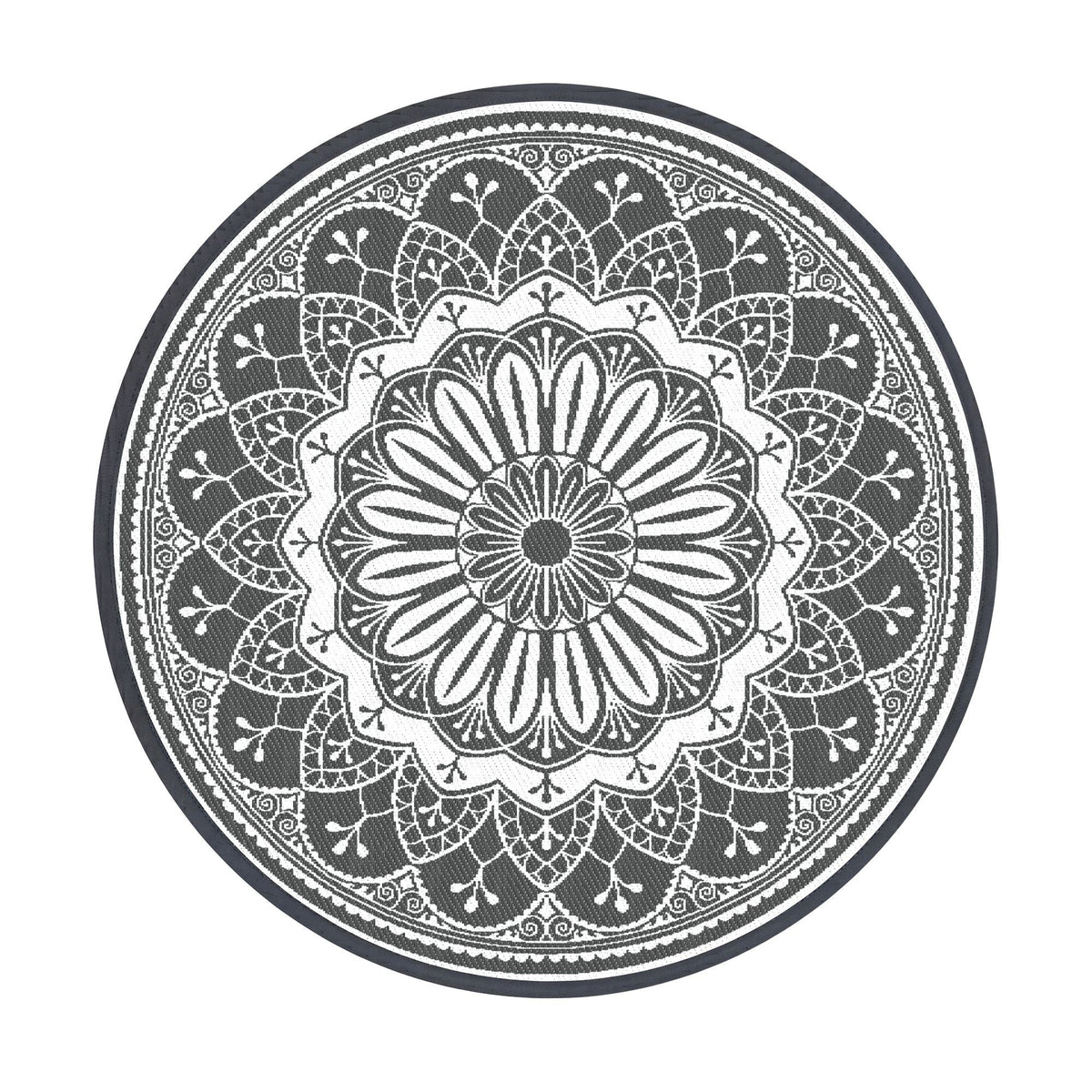 180cm Round Outdoor Reversible Polypropylene Rug with Storage Bag - Grey - Home & Garden > Rugs > Outdoor Rugs - Rivercity House & Home Co. (ABN 18 642 972 209) - Affordable Modern Furniture Australia