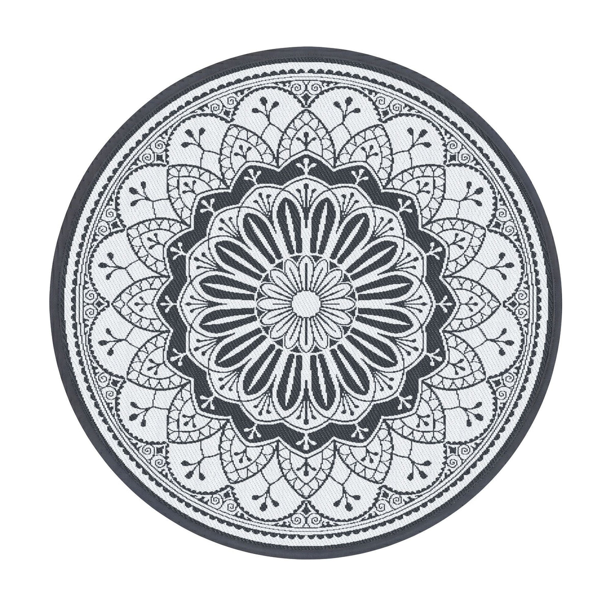 180cm Round Outdoor Reversible Polypropylene Rug with Storage Bag - Grey - Home & Garden > Rugs > Outdoor Rugs - Rivercity House & Home Co. (ABN 18 642 972 209) - Affordable Modern Furniture Australia