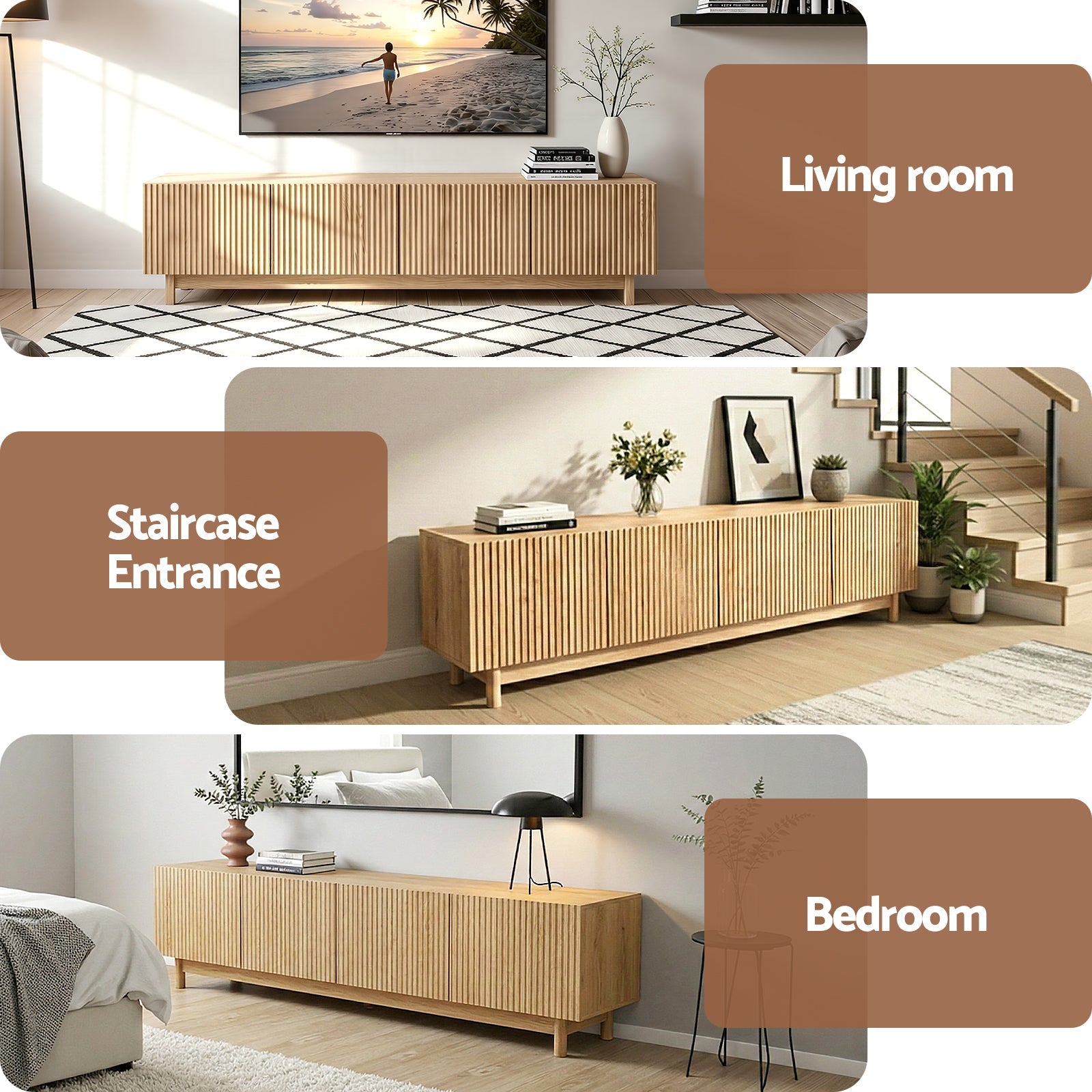 180cm TV Entertainment Unit with Storage Cabinets - Pine - Furniture > Living Room > TV Units - Rivercity House & Home Co. (ABN 18 642 972 209) - Affordable Modern Furniture Australia