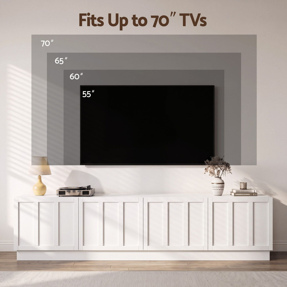 180cm TV Unit Entertainment Cabinet with Fluted Doors and Cable Management - White - Furniture > Living Room > TV Units - Rivercity House & Home Co. (ABN 18 642 972 209) - Affordable Modern Furniture Australia