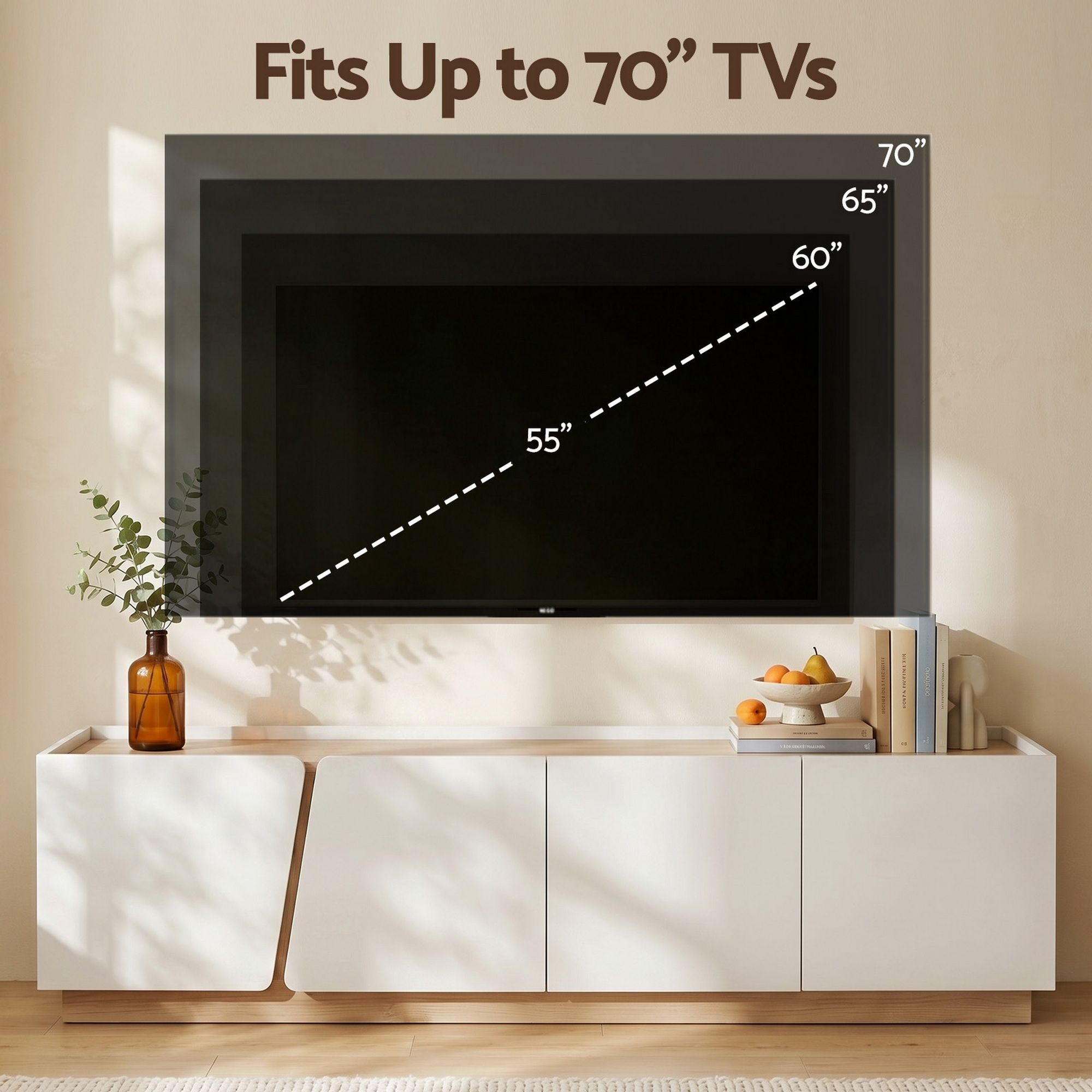 180cm TV Unit Storage Cabinet Living Room White & Pine - Furniture > Living Room > TV Units - Rivercity House & Home Co. (ABN 18 642 972 209) - Affordable Modern Furniture Australia