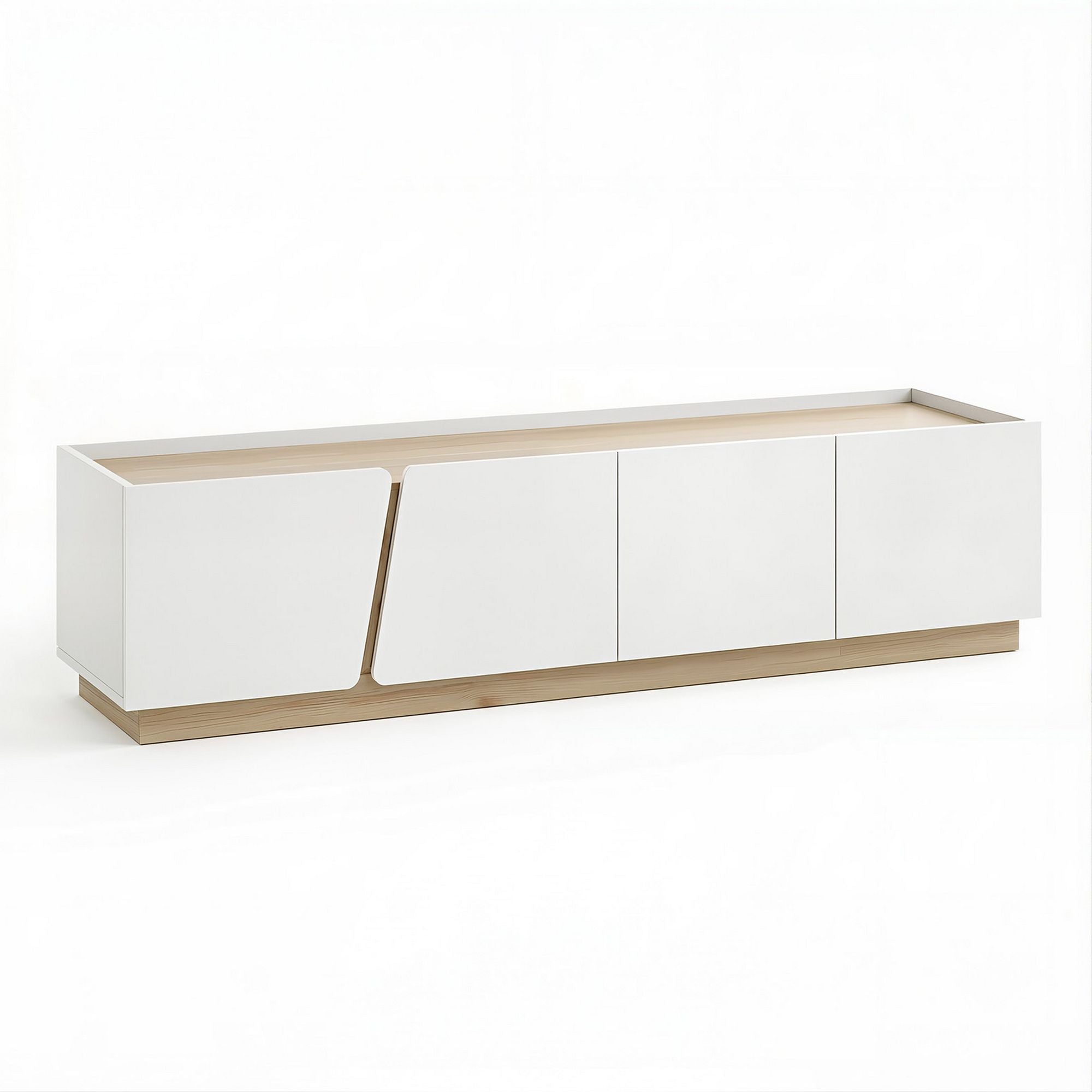 180cm TV Unit Storage Cabinet Living Room White & Pine - Furniture > Living Room > TV Units - Rivercity House & Home Co. (ABN 18 642 972 209) - Affordable Modern Furniture Australia