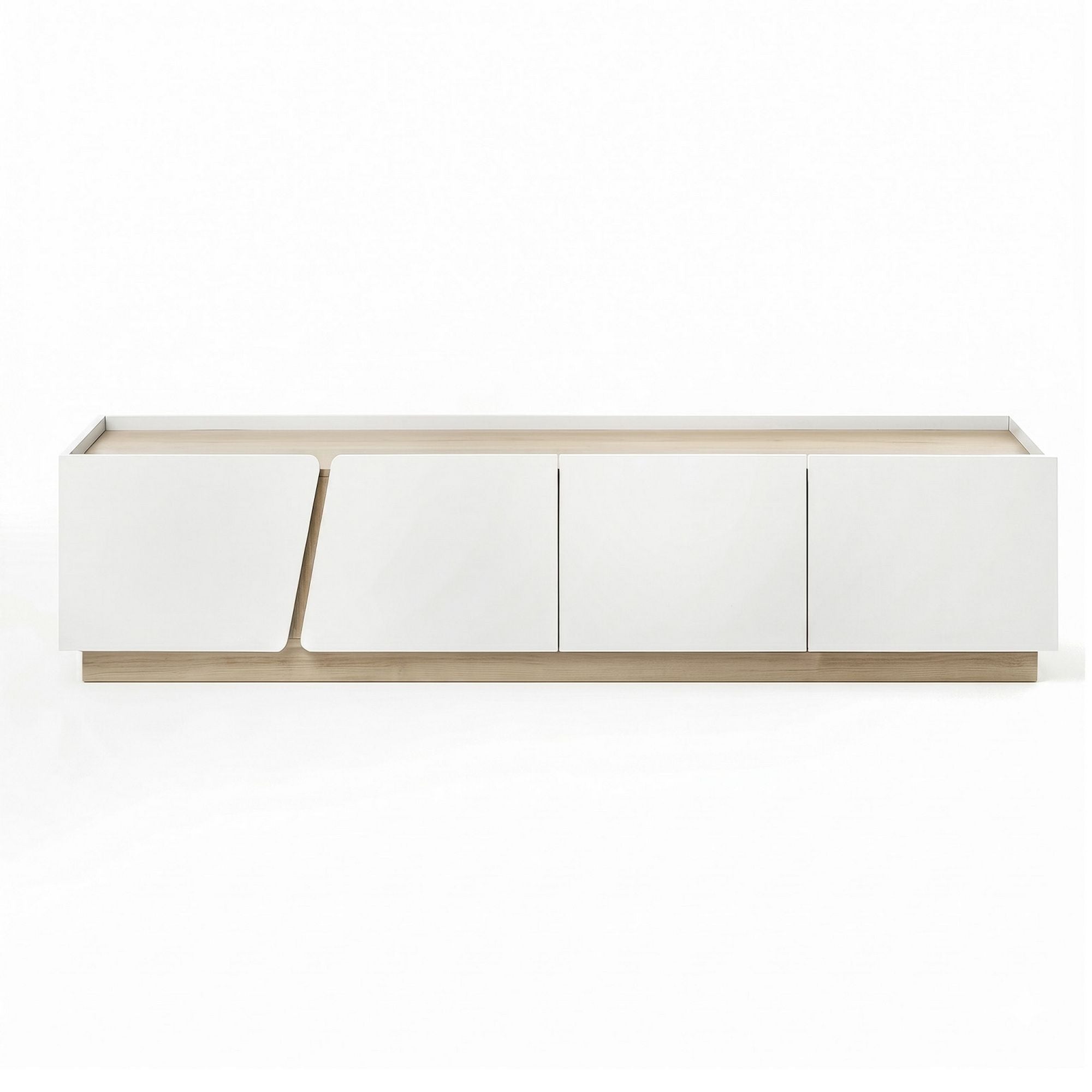 180cm TV Unit Storage Cabinet Living Room White & Pine - Furniture > Living Room > TV Units - Rivercity House & Home Co. (ABN 18 642 972 209) - Affordable Modern Furniture Australia