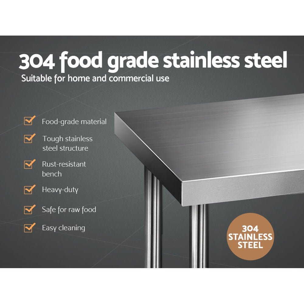 1829x610mm Stainless Steel Kitchen Bench 304 - Furniture > Dining > Kitchen Sinks - Rivercity House & Home Co. (ABN 18 642 972 209) - Affordable Modern Furniture Australia