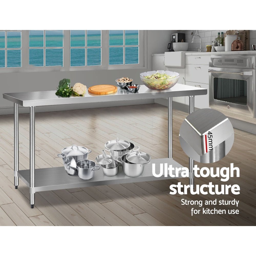 1829x610mm Stainless Steel Kitchen Bench 304 - Furniture > Dining > Kitchen Sinks - Rivercity House & Home Co. (ABN 18 642 972 209) - Affordable Modern Furniture Australia
