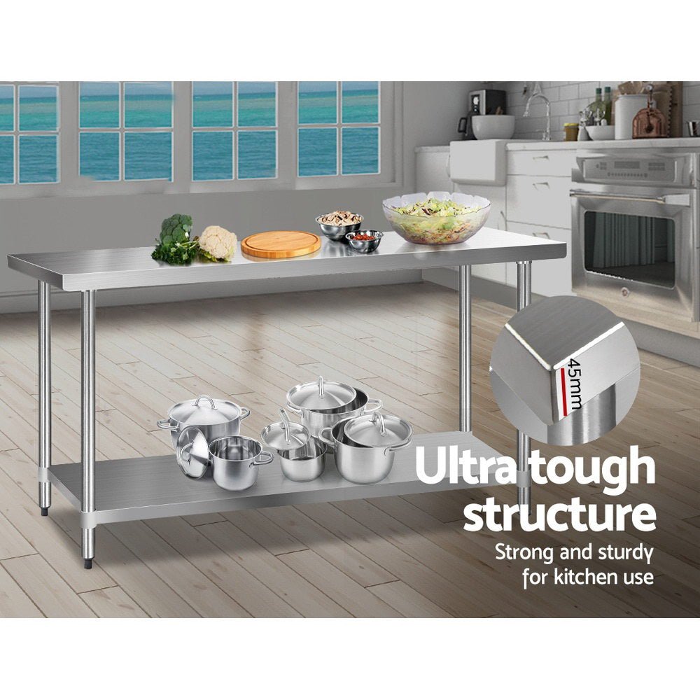 1829x610mm Stainless Steel Kitchen Bench 430 - Furniture > Dining > Kitchen Sinks - Rivercity House & Home Co. (ABN 18 642 972 209) - Affordable Modern Furniture Australia
