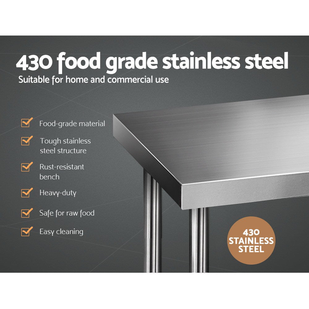 1829x610mm Stainless Steel Kitchen Bench 430 - Furniture > Dining > Kitchen Sinks - Rivercity House & Home Co. (ABN 18 642 972 209) - Affordable Modern Furniture Australia