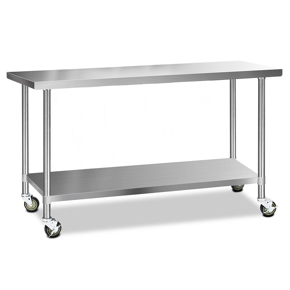 1829x610mm Stainless Steel Kitchen Bench with Wheels 304 - Furniture > Dining > Kitchen Sinks - Rivercity House & Home Co. (ABN 18 642 972 209) - Affordable Modern Furniture Australia