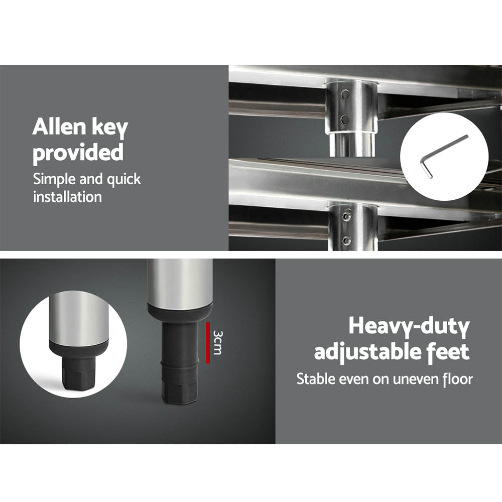 1829x610mm Stainless Steel Kitchen Bench with Wheels 304 - Furniture > Dining > Kitchen Sinks - Rivercity House & Home Co. (ABN 18 642 972 209) - Affordable Modern Furniture Australia