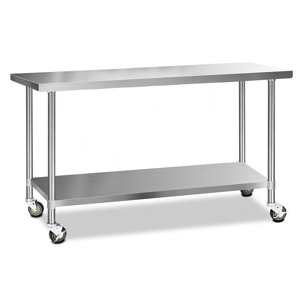 1829x610mm Stainless Steel Kitchen Bench with Wheels 430 - Furniture > Dining > Kitchen Sinks - Rivercity House & Home Co. (ABN 18 642 972 209) - Affordable Modern Furniture Australia