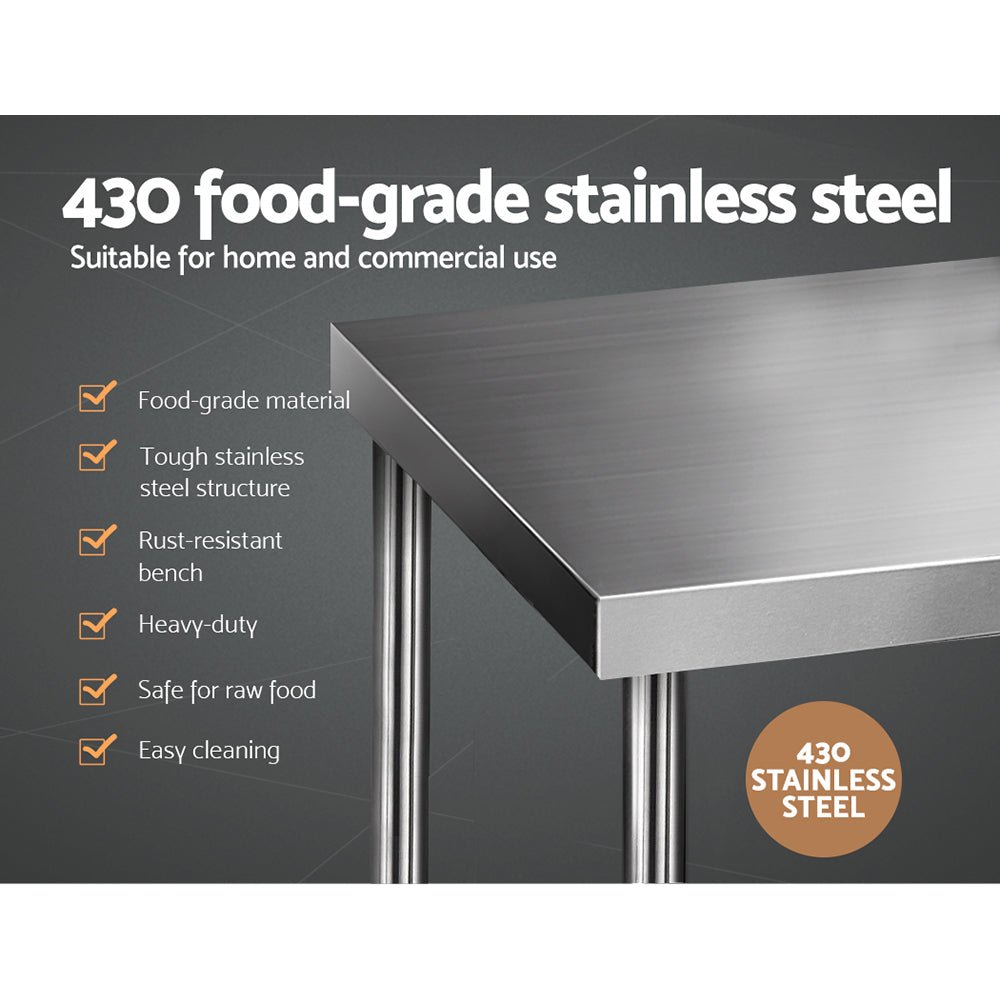 1829x760mm Stainless Steel Kitchen Bench 430 - Furniture > Dining > Kitchen Sinks - Rivercity House & Home Co. (ABN 18 642 972 209) - Affordable Modern Furniture Australia
