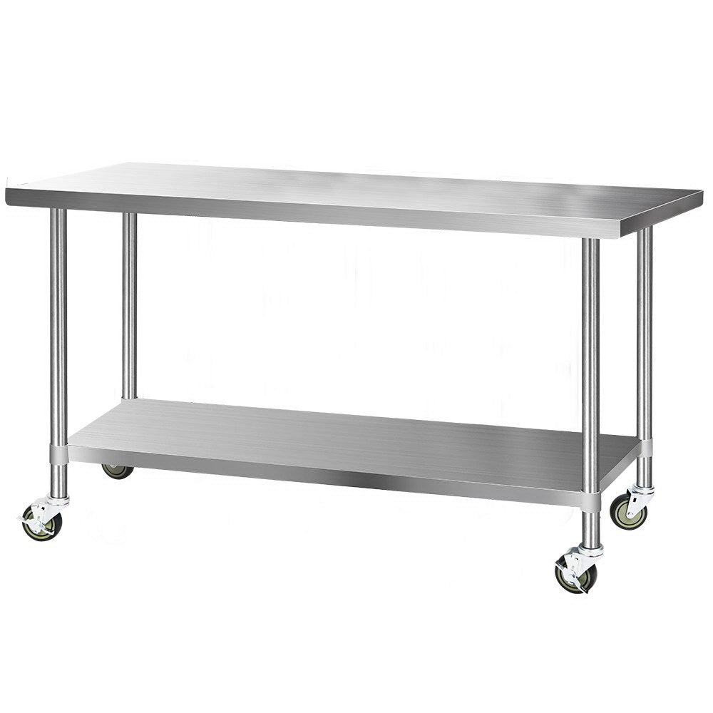 1829x760mm Stainless Steel Kitchen Bench with Wheels 430 - Furniture > Dining > Kitchen Sinks - Rivercity House & Home Co. (ABN 18 642 972 209) - Affordable Modern Furniture Australia
