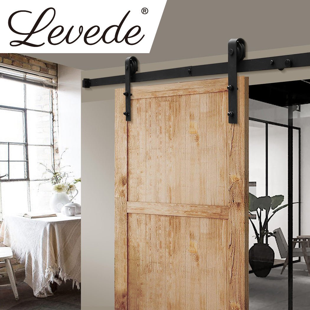 1.83M Antique Classic Single Sliding Barn Door Track Kit 7.3x9.15m - Black - Rivercity House & Home Co. (ABN 18 642 972 209) - Affordable Modern Furniture Australia