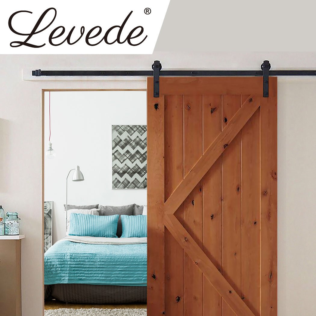 1.83M Antique Classic Single Sliding Barn Door Track Kit 7.3x9.15m - Black - Rivercity House & Home Co. (ABN 18 642 972 209) - Affordable Modern Furniture Australia