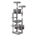 184cm Cat Tree Tower with Scratching Posts and Condo House - Light Grey