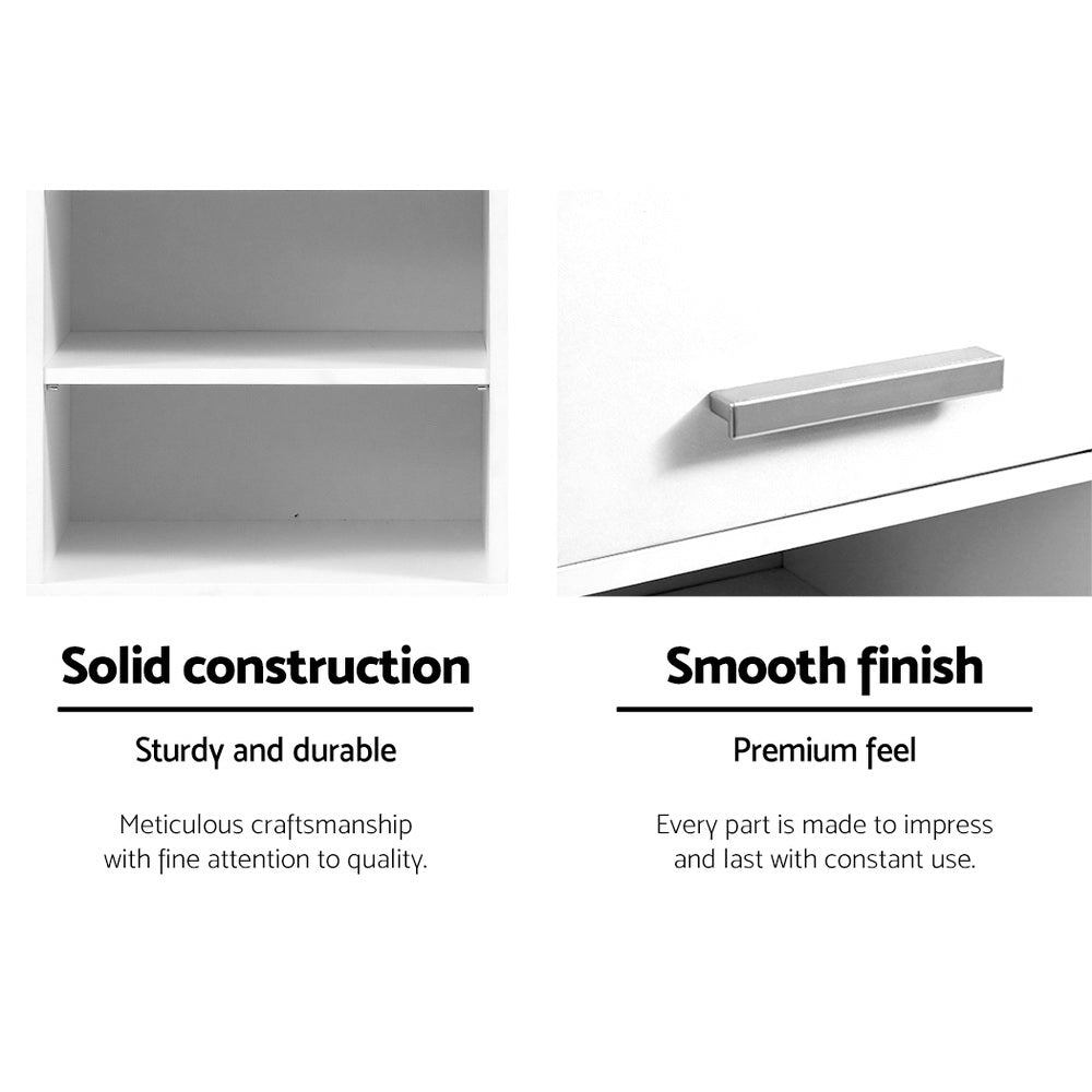 185cm Bathroom Tallboy Toilet Storage Cabinet Laundry Cupboard Adjustable Shelf White - Rivercity House & Home Co. (ABN 18 642 972 209) - Affordable Modern Furniture Australia