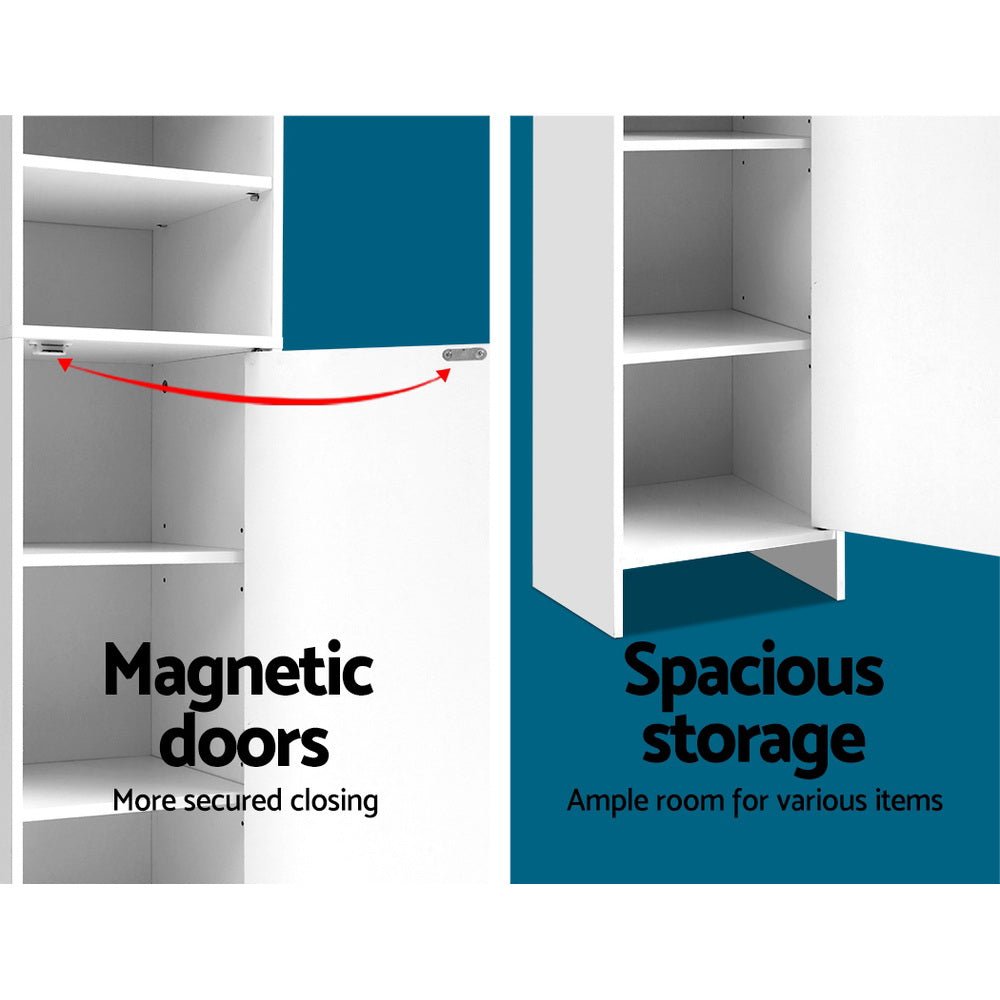 185cm Bathroom Tallboy Toilet Storage Cabinet Laundry Cupboard Adjustable Shelf White - Rivercity House & Home Co. (ABN 18 642 972 209) - Affordable Modern Furniture Australia