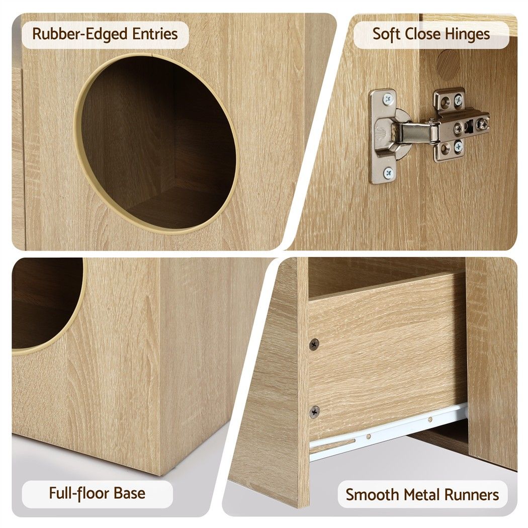 185cm TV Unit with Cat House Storage and Drawers - Pine - Furniture > Living Room > TV Units - Rivercity House & Home Co. (ABN 18 642 972 209) - Affordable Modern Furniture Australia