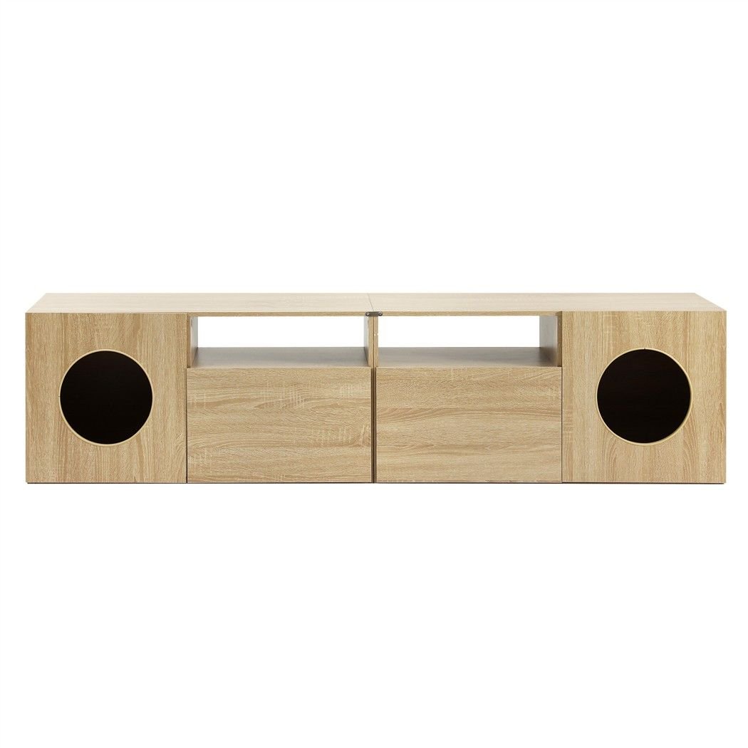 185cm TV Unit with Cat House Storage and Drawers - Pine - Furniture > Living Room > TV Units - Rivercity House & Home Co. (ABN 18 642 972 209) - Affordable Modern Furniture Australia