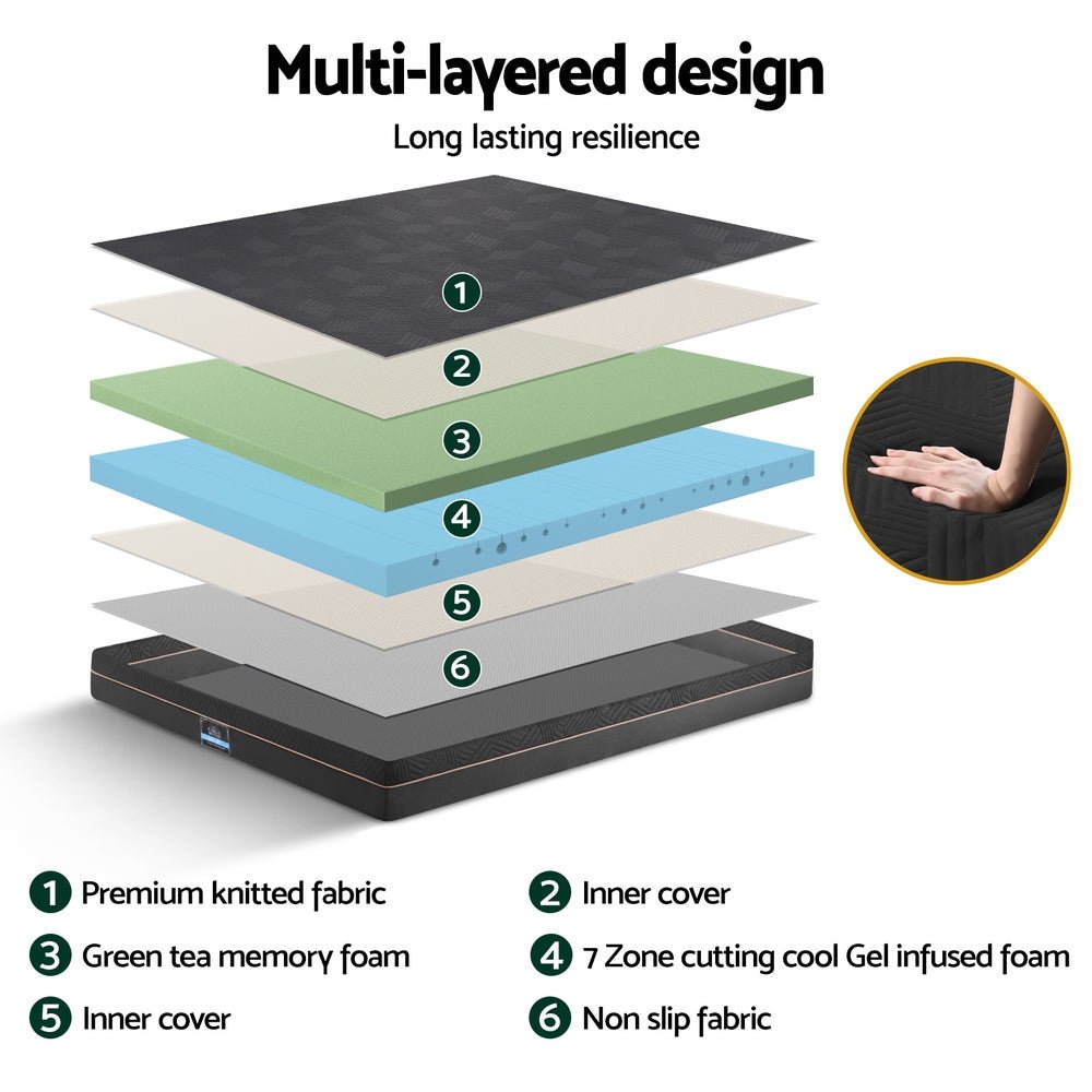 18cm Memory Foam Mattress Green Tea Foam Cool Gel Foam Mattresses Queen - Furniture > Mattresses > Queen Mattress - Rivercity House & Home Co. (ABN 18 642 972 209) - Affordable Modern Furniture Australia