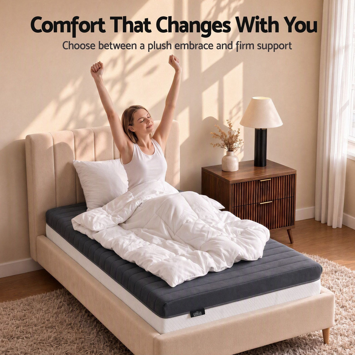18cm Single Dual Feel Reversible Memory Foam Mattress - Charcoal - Furniture > Mattresses > Single Mattress - Rivercity House & Home Co. (ABN 18 642 972 209) - Affordable Modern Furniture Australia