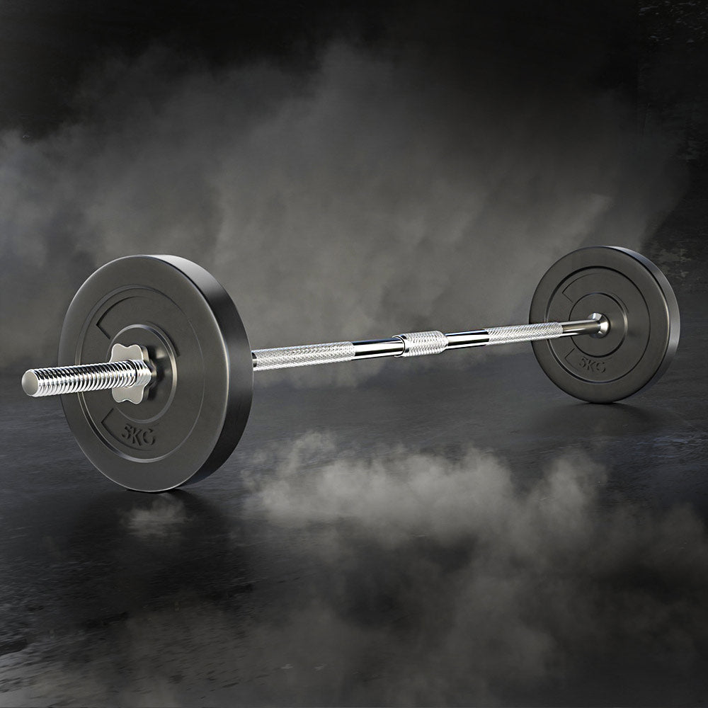 18kg Barbell Set with 168cm Bar and Weight Plates - Black - Sports & Fitness > Exercise, Gym & Fitness > Exercise Benches - Rivercity House & Home Co. (ABN 18 642 972 209) - Affordable Modern Furniture Australia
