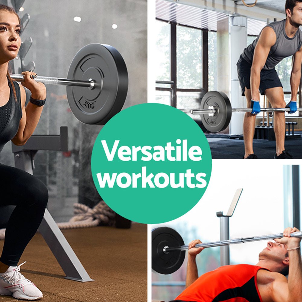 18kg Barbell Set with 168cm Bar and Weight Plates - Black - Sports & Fitness > Exercise, Gym & Fitness > Exercise Benches - Rivercity House & Home Co. (ABN 18 642 972 209) - Affordable Modern Furniture Australia