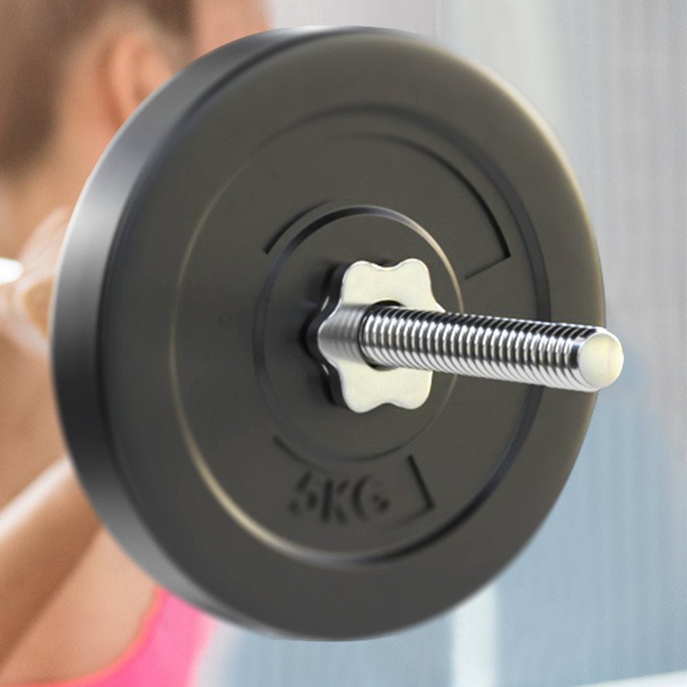 18kg Barbell Set with 168cm Bar and Weight Plates - Black - Sports & Fitness > Exercise, Gym & Fitness > Exercise Benches - Rivercity House & Home Co. (ABN 18 642 972 209) - Affordable Modern Furniture Australia